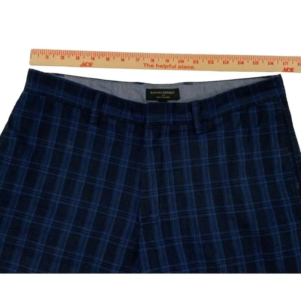 Banana Republic Aiden Club Shorts Men's Size 33 Blue Black Plaid Excellent very